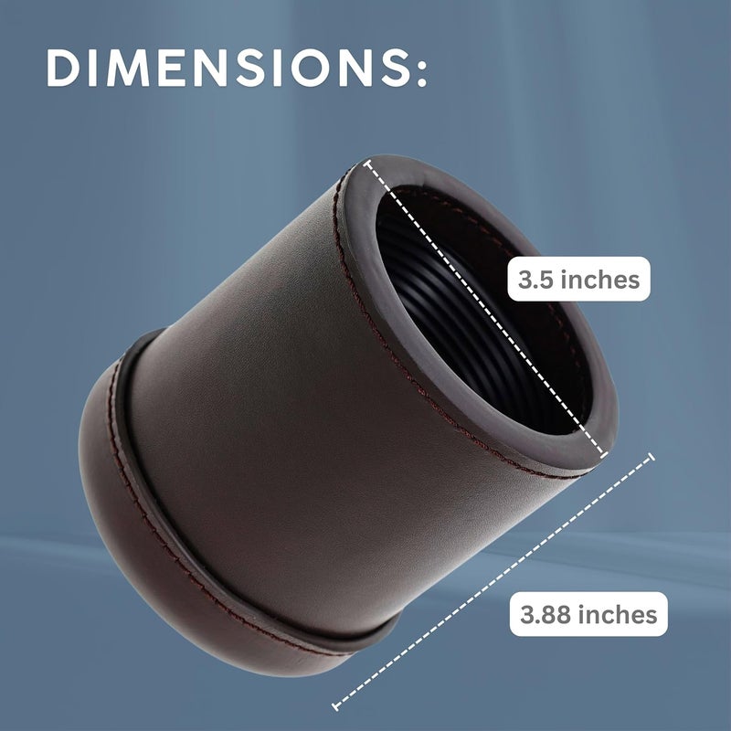 WE Games Professional, Handmade Dark Brown Leather Dice Cup Set - 5 Dice & Cloth Carry Bag - Image 3